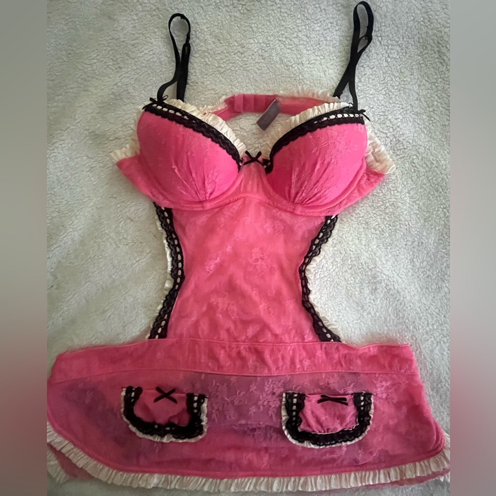 Victorias Secret “Sexy Little Thing” Pink Maid lingerie XS/S lacy honeymoon